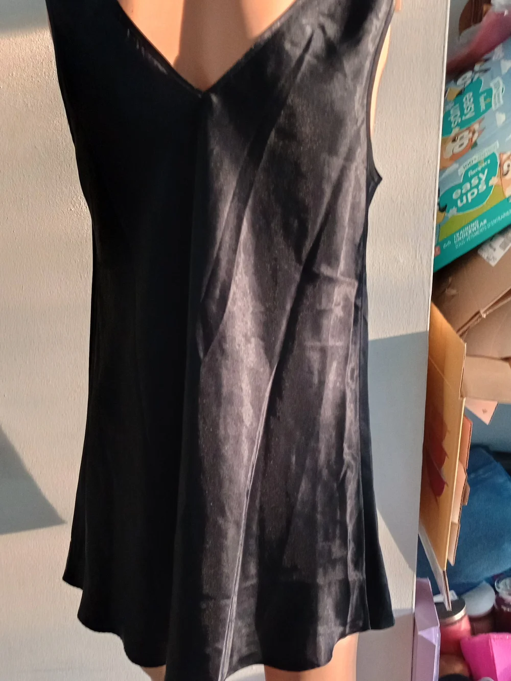 Satin nightgown/ delicate lace trim and a V-neckline/ ribbon by Graffiti